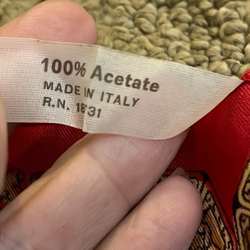 Vintage Italian Square Scarf | Red Geometric Print | Made in Italy | 27